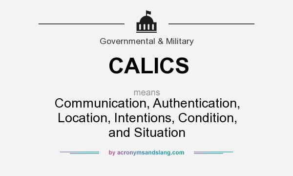 What does CALICS mean? It stands for Communication, Authentication, Location, Intentions, Condition, and Situation
