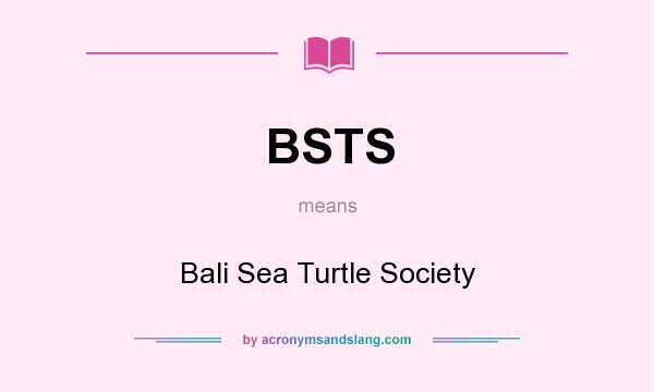 What does BSTS mean? It stands for Bali Sea Turtle Society