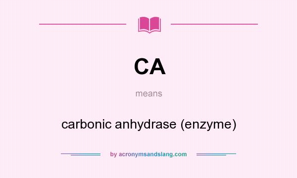 What does CA mean? It stands for carbonic anhydrase (enzyme)