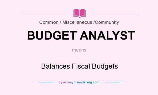 What does BUDGET ANALYST mean? It stands for Balances Fiscal Budgets