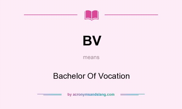 What does BV mean? It stands for Bachelor Of Vocation