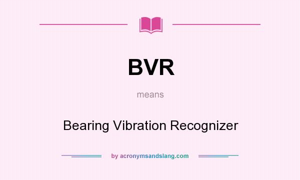 What does BVR mean? It stands for Bearing Vibration Recognizer