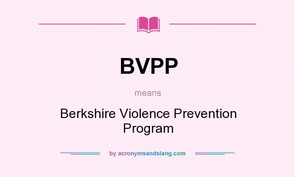 What does BVPP mean? It stands for Berkshire Violence Prevention Program