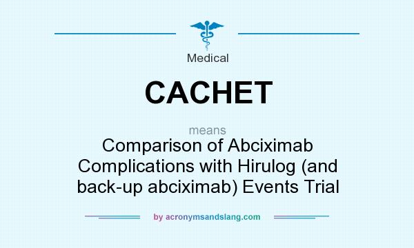 What does CACHET mean? It stands for Comparison of Abciximab Complications with Hirulog (and back-up abciximab) Events Trial