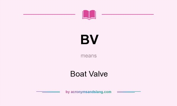 What does BV mean? It stands for Boat Valve