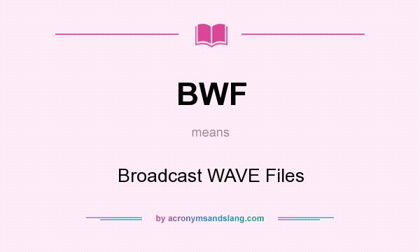 What does BWF mean? It stands for Broadcast WAVE Files