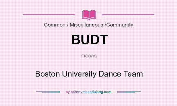 What does BUDT mean? It stands for Boston University Dance Team
