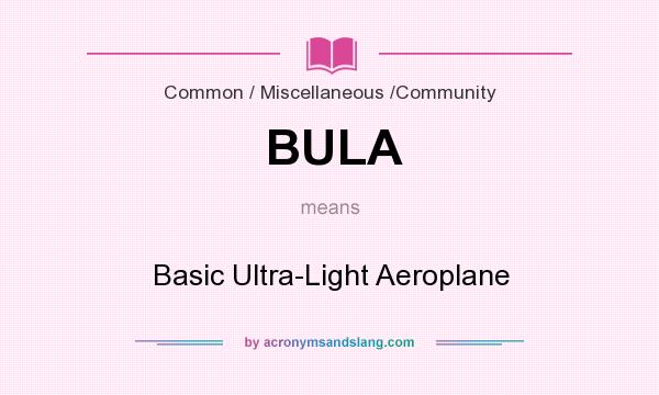 What does BULA mean? It stands for Basic Ultra-Light Aeroplane