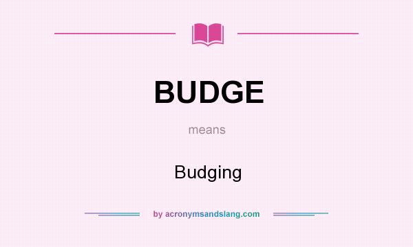 What does BUDGE mean? It stands for Budging