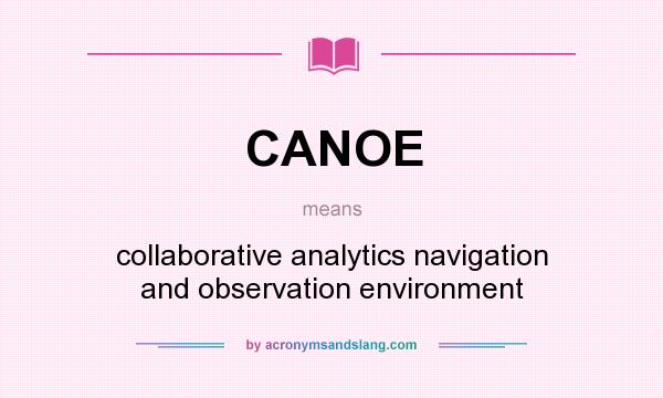 What does CANOE mean? It stands for collaborative analytics navigation and observation environment