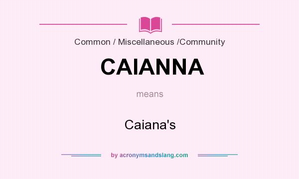 What does CAIANNA mean? It stands for Caiana`s