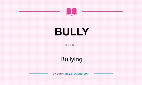 What does BULLY mean? It stands for Bullying