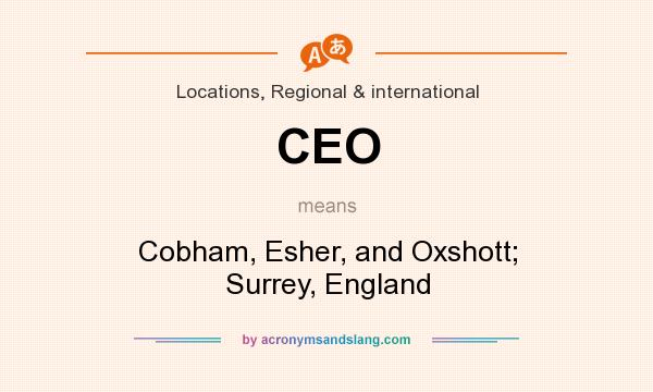 What does CEO mean? It stands for Cobham, Esher, and Oxshott; Surrey, England