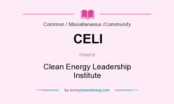 What does CELI mean? It stands for Clean Energy Leadership Institute