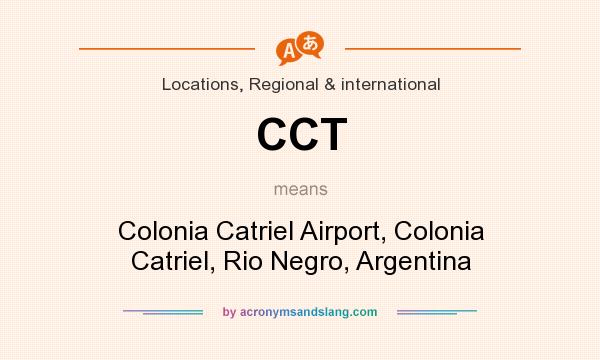 What does CCT mean? It stands for Colonia Catriel Airport, Colonia Catriel, Rio Negro, Argentina