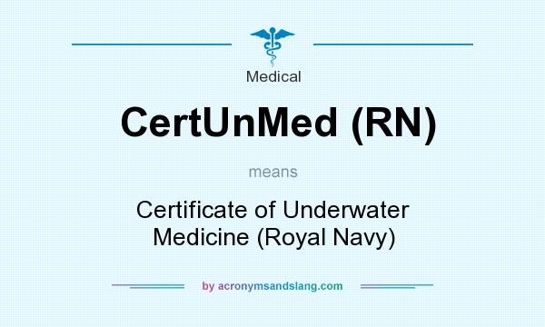 What does CertUnMed (RN) mean? It stands for Certificate of Underwater Medicine (Royal Navy)