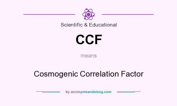 What does CCF mean? It stands for Cosmogenic Correlation Factor