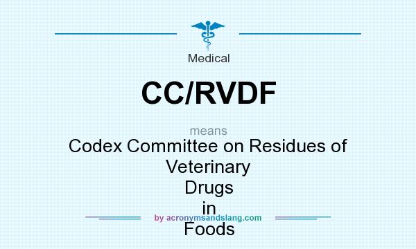 What does CC/RVDF mean? It stands for Codex Committee on Residues of Veterinary Drugs in Foods