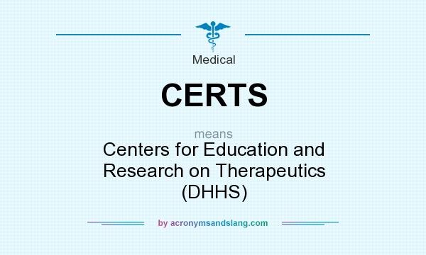 What does CERTS mean? It stands for Centers for Education and Research on Therapeutics (DHHS)