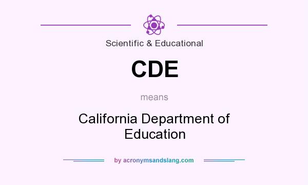 What does CDE mean? It stands for California Department of Education