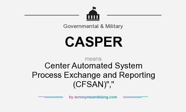 What does CASPER mean? It stands for Center Automated System Process Exchange and Reporting (CFSAN),