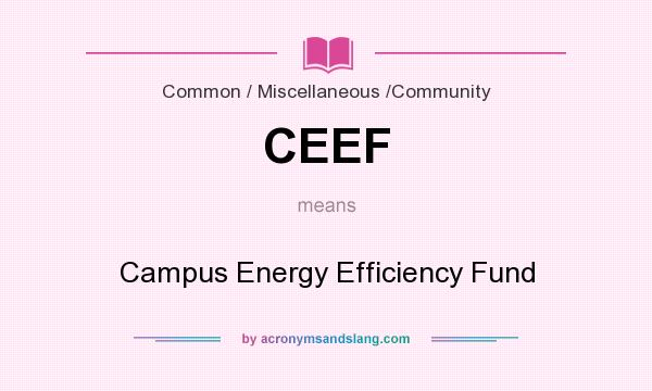 What does CEEF mean? It stands for Campus Energy Efficiency Fund