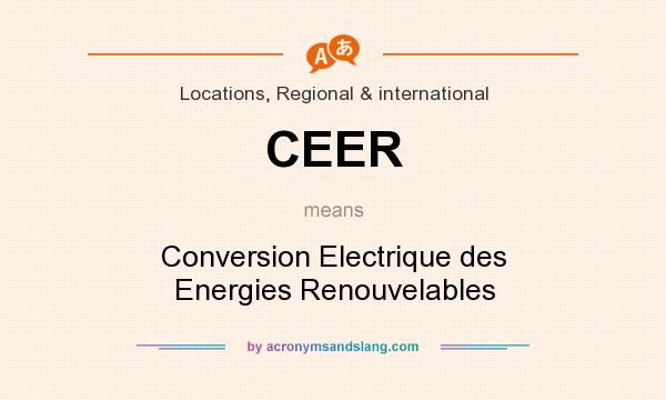 What does CEER mean? It stands for Conversion Electrique des Energies Renouvelables