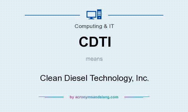 What does CDTI mean? It stands for Clean Diesel Technology, Inc.