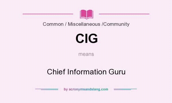 What does CIG mean? It stands for Chief Information Guru