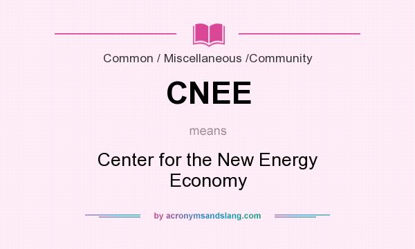 What does CNEE mean? It stands for Center for the New Energy Economy