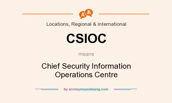 What does CSIOC mean? It stands for Chief Security Information Operations Centre