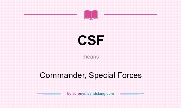 What does CSF mean? It stands for Commander, Special Forces
