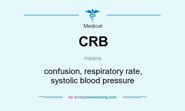 What does CRB mean? It stands for confusion, respiratory rate, systolic blood pressure