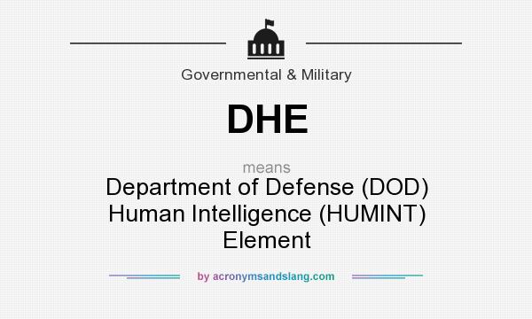 What does DHE mean? It stands for Department of Defense (DOD) Human Intelligence (HUMINT) Element