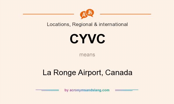 What does CYVC mean? It stands for La Ronge Airport, Canada