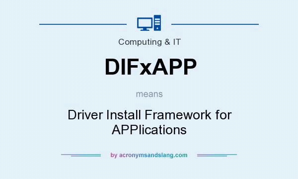 What does DIFxAPP mean? It stands for Driver Install Framework for APPlications