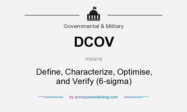 What does DCOV mean? It stands for Define, Characterize, Optimise, and Verify (6-sigma)