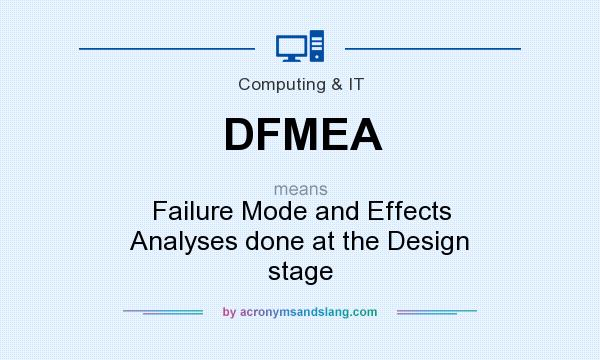 What does DFMEA mean? It stands for Failure Mode and Effects Analyses done at the Design stage