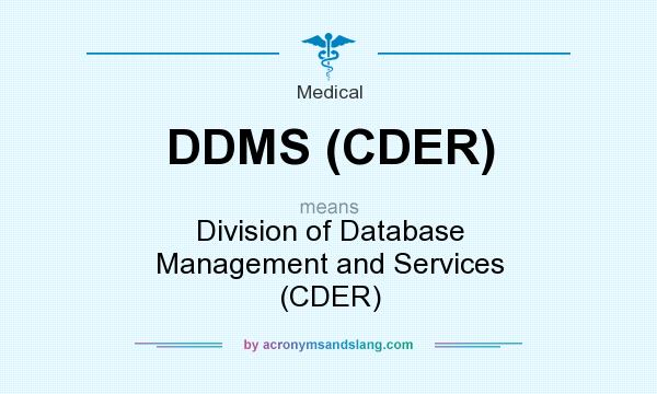 What does DDMS (CDER) mean? It stands for Division of Database Management and Services (CDER)