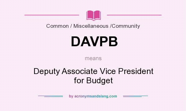 What does DAVPB mean? It stands for Deputy Associate Vice President for Budget
