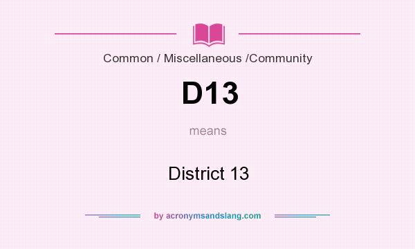 What does D13 mean? It stands for District 13