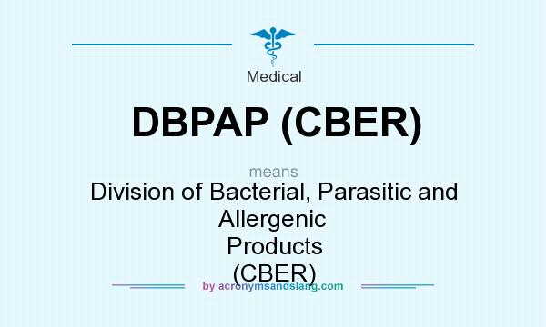 What does DBPAP (CBER) mean? It stands for Division of Bacterial, Parasitic and Allergenic Products (CBER)