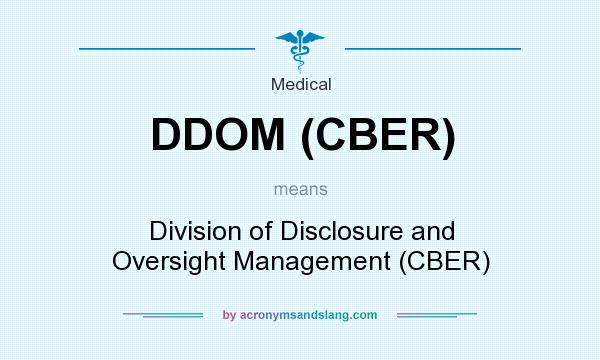 What does DDOM (CBER) mean? It stands for Division of Disclosure and Oversight Management (CBER)