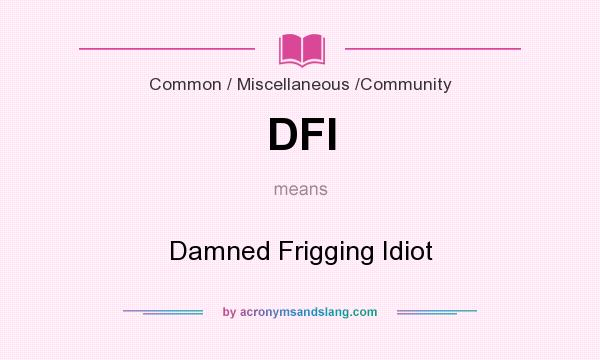 What does DFI mean? It stands for Damned Frigging Idiot