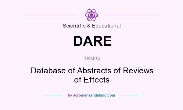 What does DARE mean? It stands for Database of Abstracts of Reviews of Effects