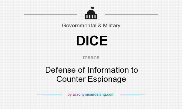 What does DICE mean? It stands for Defense of Information to Counter Espionage