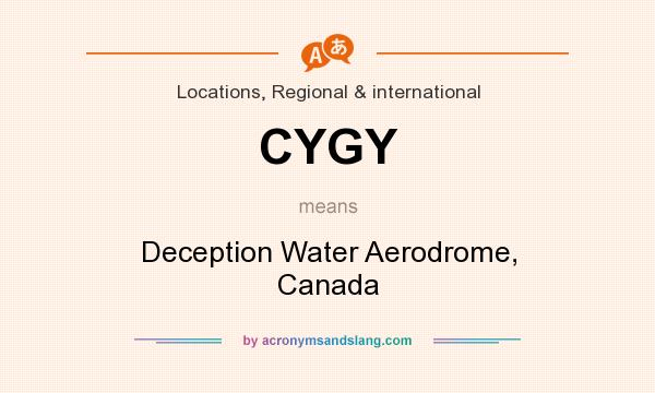 What does CYGY mean? It stands for Deception Water Aerodrome, Canada