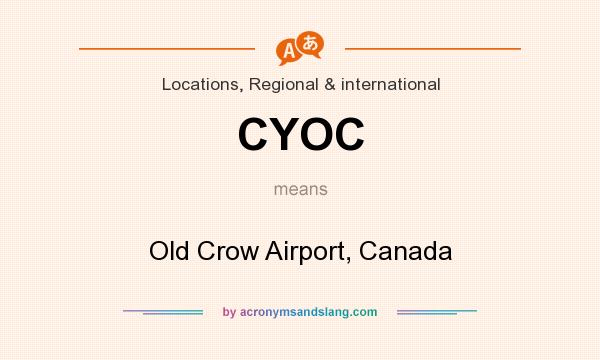 What does CYOC mean? It stands for Old Crow Airport, Canada