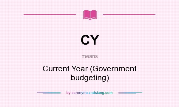 What does CY mean? It stands for Current Year (Government budgeting)