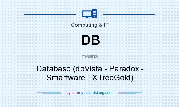 What does DB mean? It stands for Database (dbVista - Paradox - Smartware - XTreeGold)